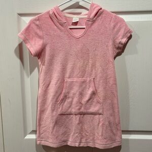 XHILARATION Girl’s Pink Hooded Swim Suit Cover Up Dress w/ Pocket - size M(7/8)